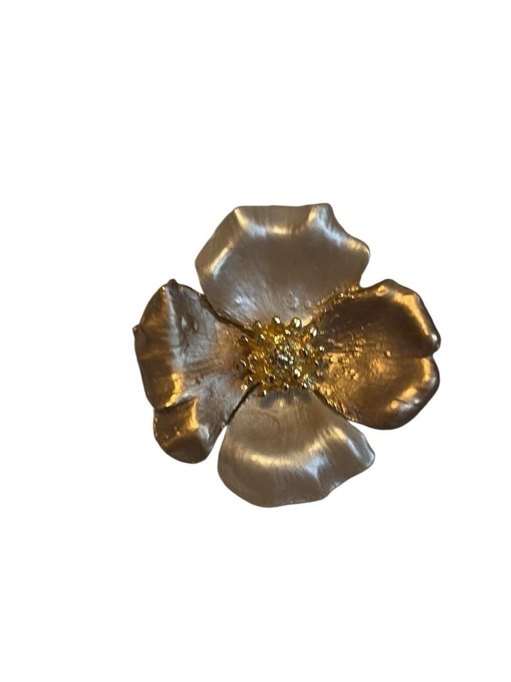 Vintage Dogwood Flower Brooch Pendant Gold tone and Bronze